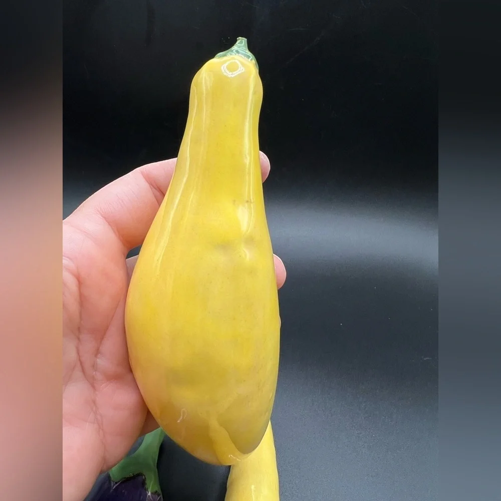 Ceramic vegetable display 4 piece bundle Eggplant Cucumber Squash Carrot